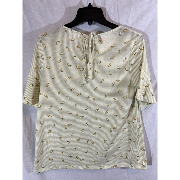 LC Lauren Conrad Women's Medium Short Sleeve Striped Lemon Blouse - Picture 5 of 9
